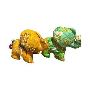 Thai Handmade Colorful Stuffed Elephant Set